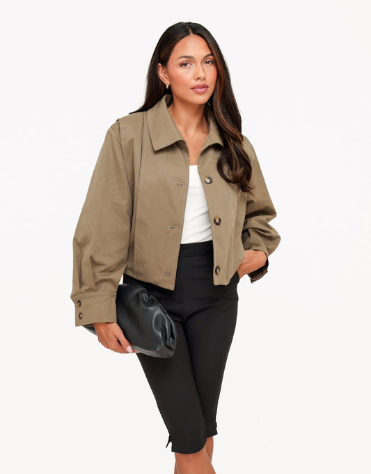 Khaki Korte Ballonmouwen Trench - Jas - Olivia & Kate