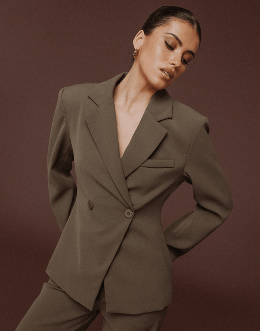 Khaki Luxe Getailleerde - Blazer - Olivia & Kate