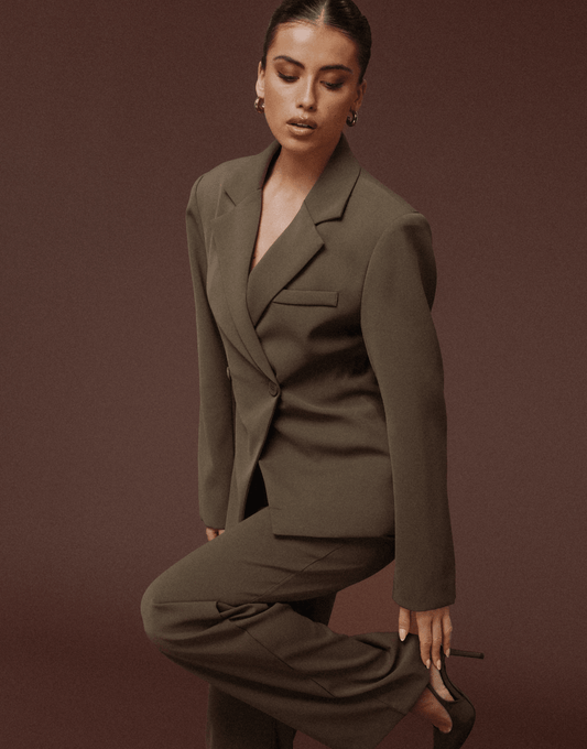 Khaki Luxe Getailleerde - Blazer - Olivia & Kate