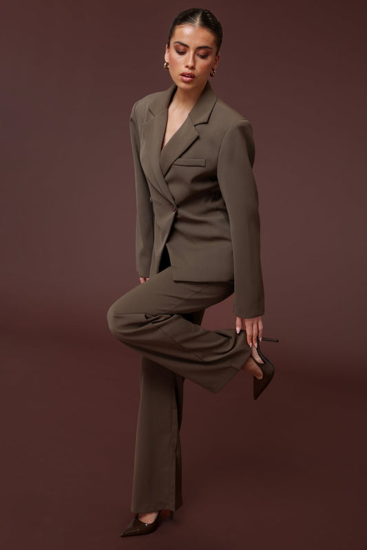 Khaki Luxe Rechte - Pantalon - Olivia & Kate