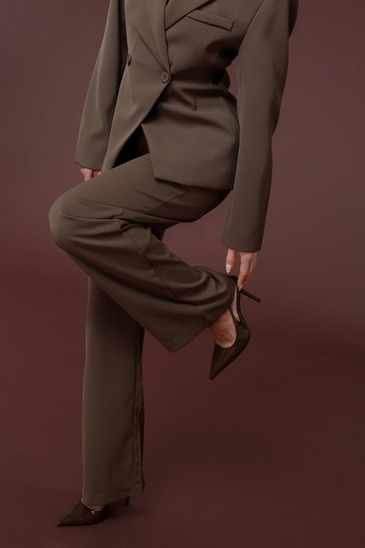 Khaki Luxe Rechte - Pantalon - Olivia & Kate