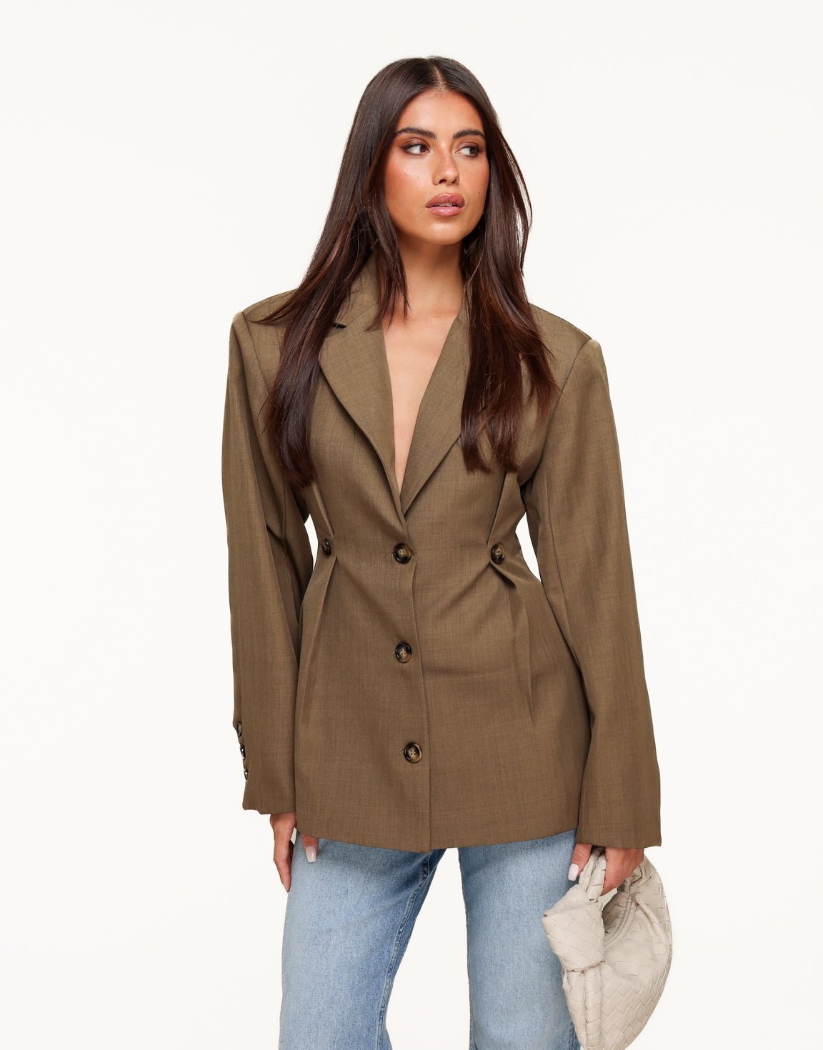 Khaki Stevige Classic Detail - Blazer - Olivia & Kate