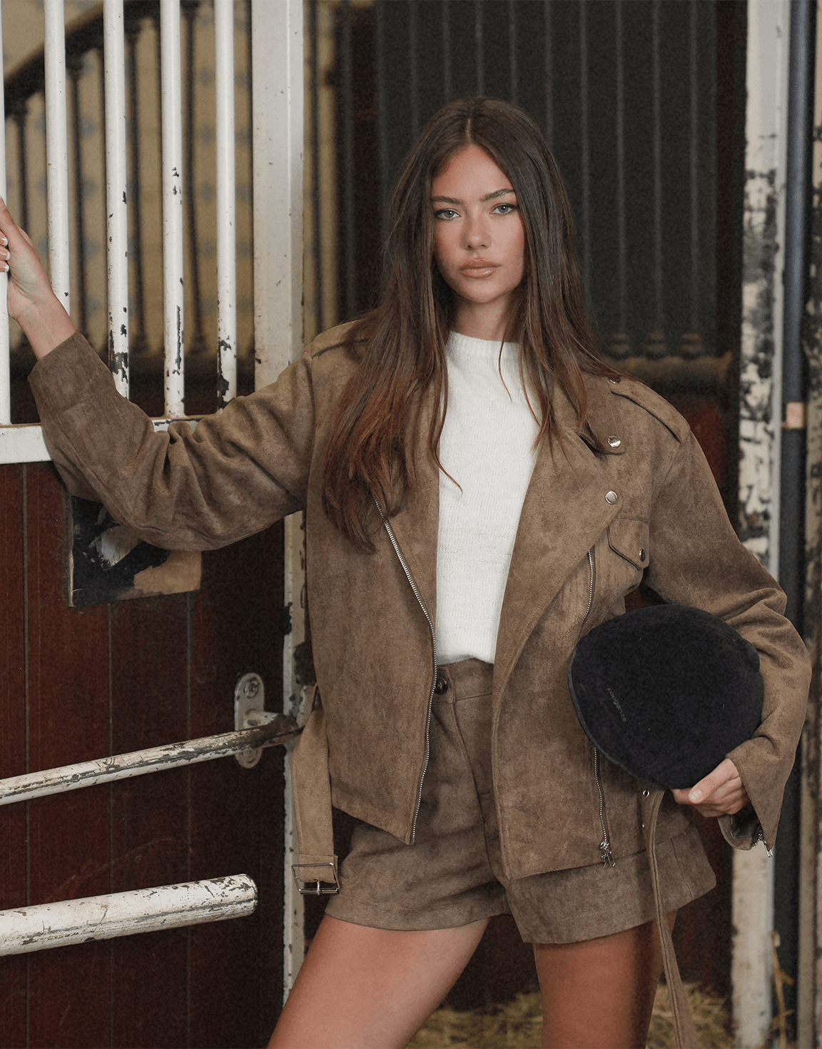 Khaki Suede Biker - Jas - Olivia & Kate