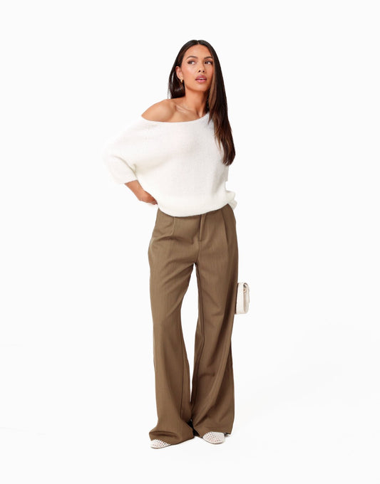 Khaki Wijde Classic - Pantalon - Olivia & Kate