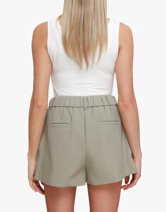 Khaki Wijde Elastische Band Achterkant - Short - Olivia & Kate