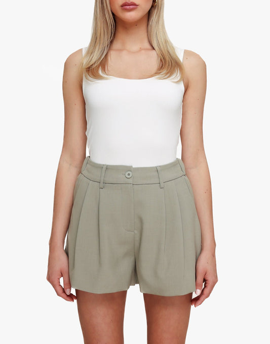Khaki Wijde Elastische Band Achterkant - Short - Olivia & Kate