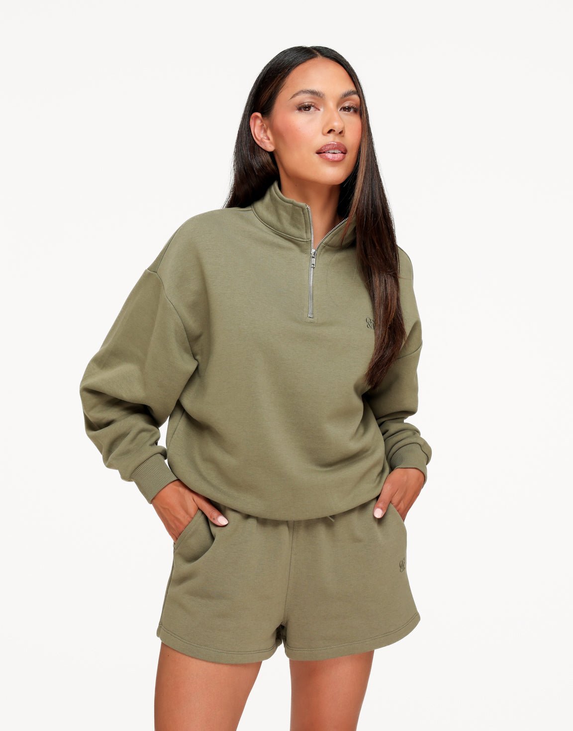 Khaki Wijde Hoge Kraag The Sport Edit - Set - Olivia & Kate