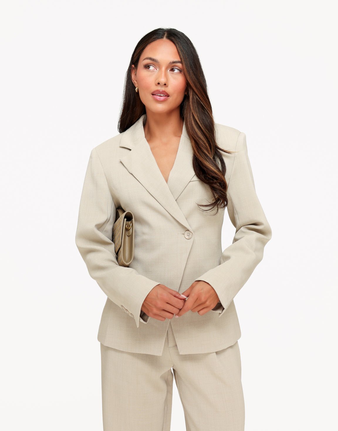 Licht Taupe Getailleerde LS Luxe - Set - Olivia & Kate