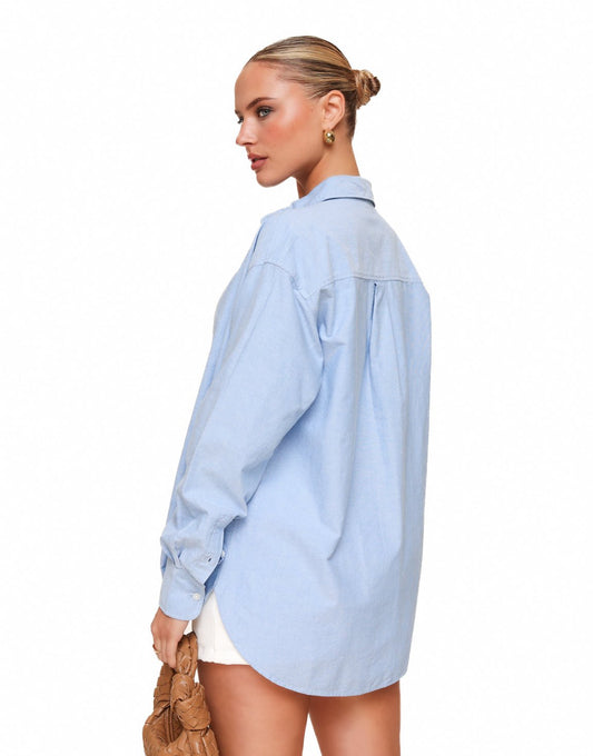 Lichtblauwe Basic - Blouse - Olivia & Kate