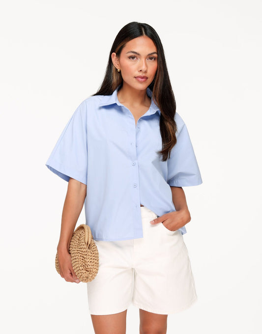 Lichtblauwe Basic SS - Blouse - Olivia & Kate