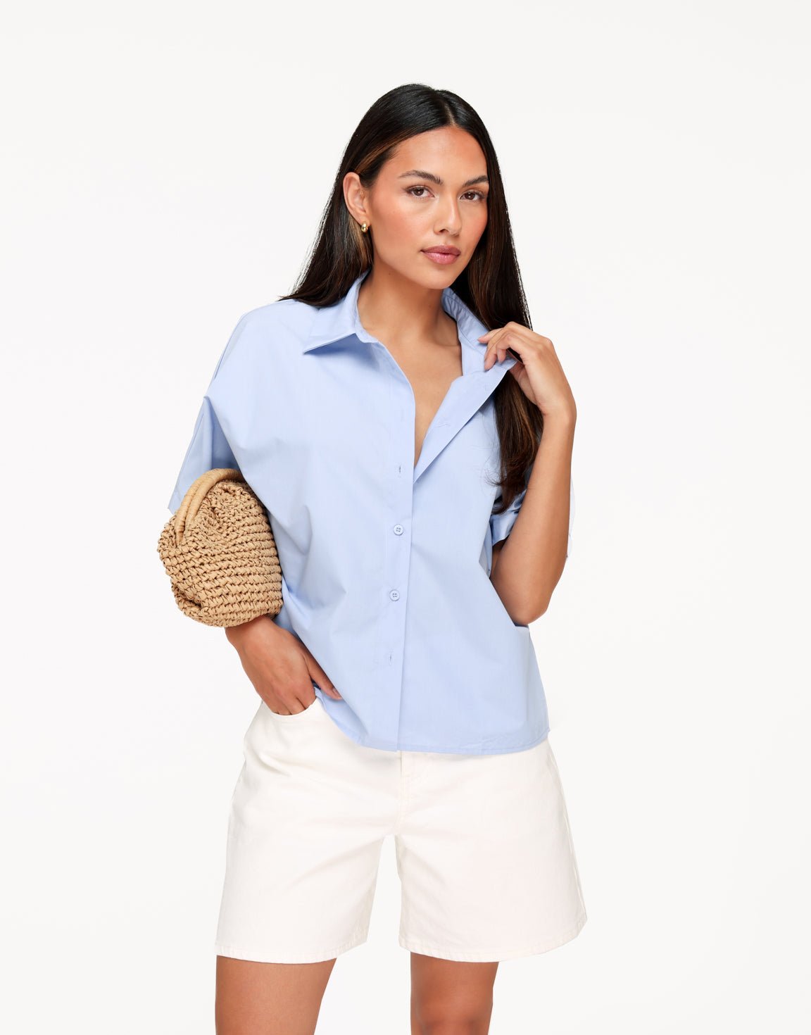 Lichtblauwe Basic SS - Blouse - Olivia & Kate