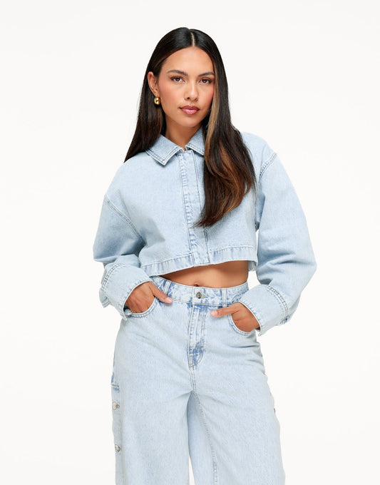 Lichtblauwe Denim Cropped - Set - Olivia & Kate
