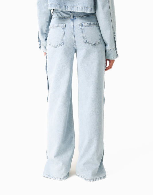 Lichtblauwe Denim Cropped - Set - Olivia & Kate