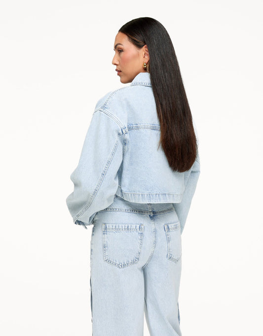 Lichtblauwe Denim Cropped - Set - Olivia & Kate