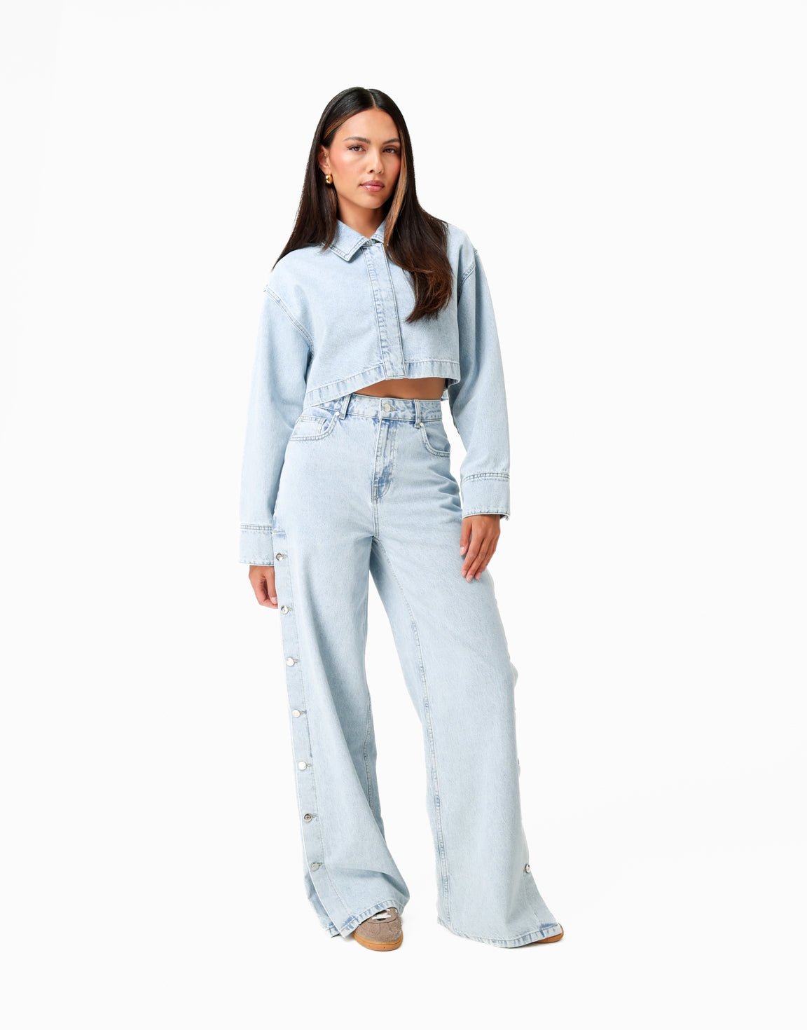 Lichtblauwe Denim Cropped - Set - Olivia & Kate