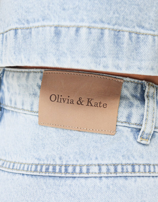 Lichtblauwe Denim Cropped - Set - Olivia & Kate