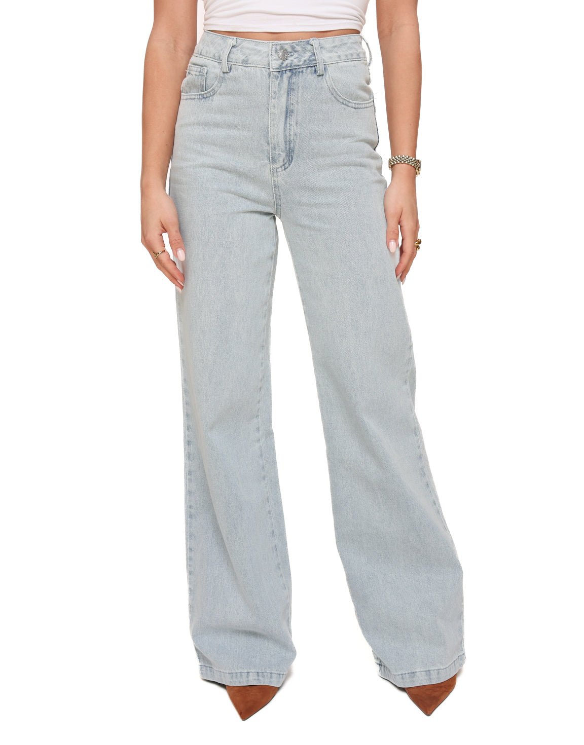 Lichtblauwe Denim Edit Wijde - Spijkerbroek - Olivia & Kate