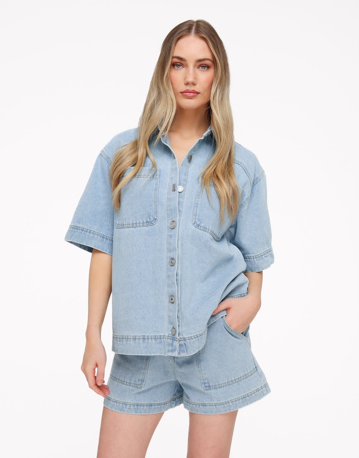 Lichtblauwe Denim - Short - Olivia & Kate