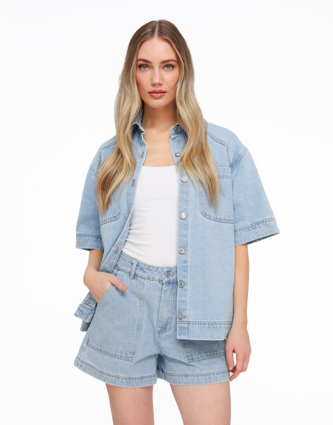 Lichtblauwe Denim SS - Set - Olivia & Kate