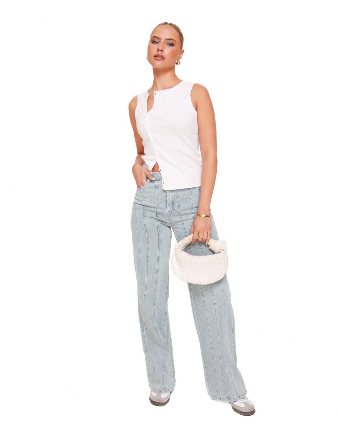 Lichtblauwe Doorlopende Naden - Spijkerbroek - Olivia & Kate