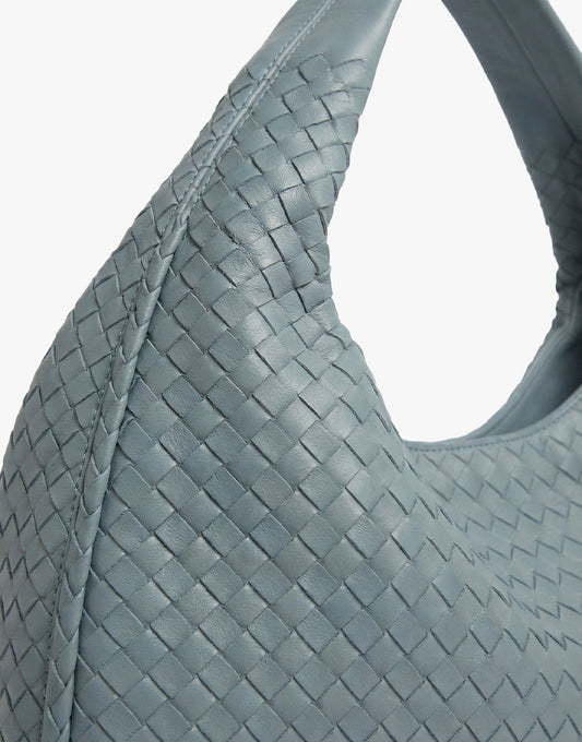 Lichtblauwe Grote Gevlochten - Tas - Olivia & Kate