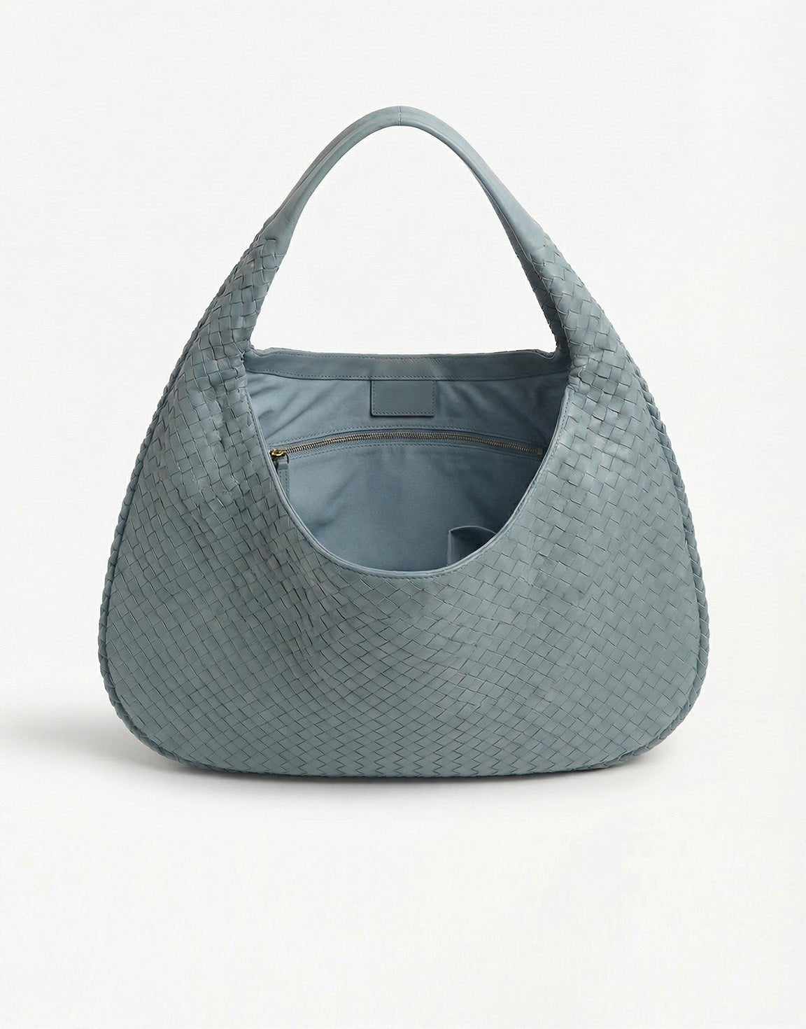 Lichtblauwe Grote Gevlochten - Tas - Olivia & Kate