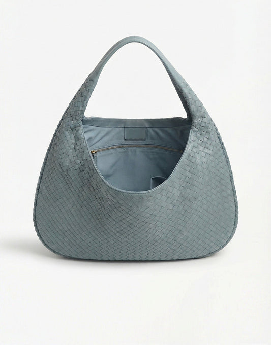 Lichtblauwe Grote Gevlochten - Tas - Olivia & Kate