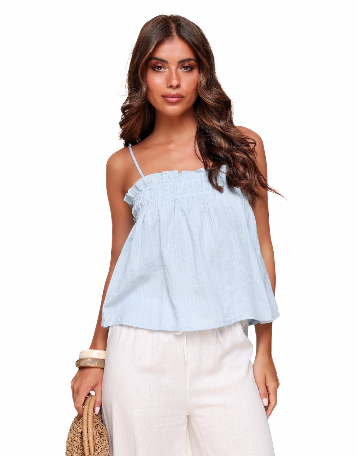 Lichtblauwe Mouwloze Wijde - Top - Olivia & Kate