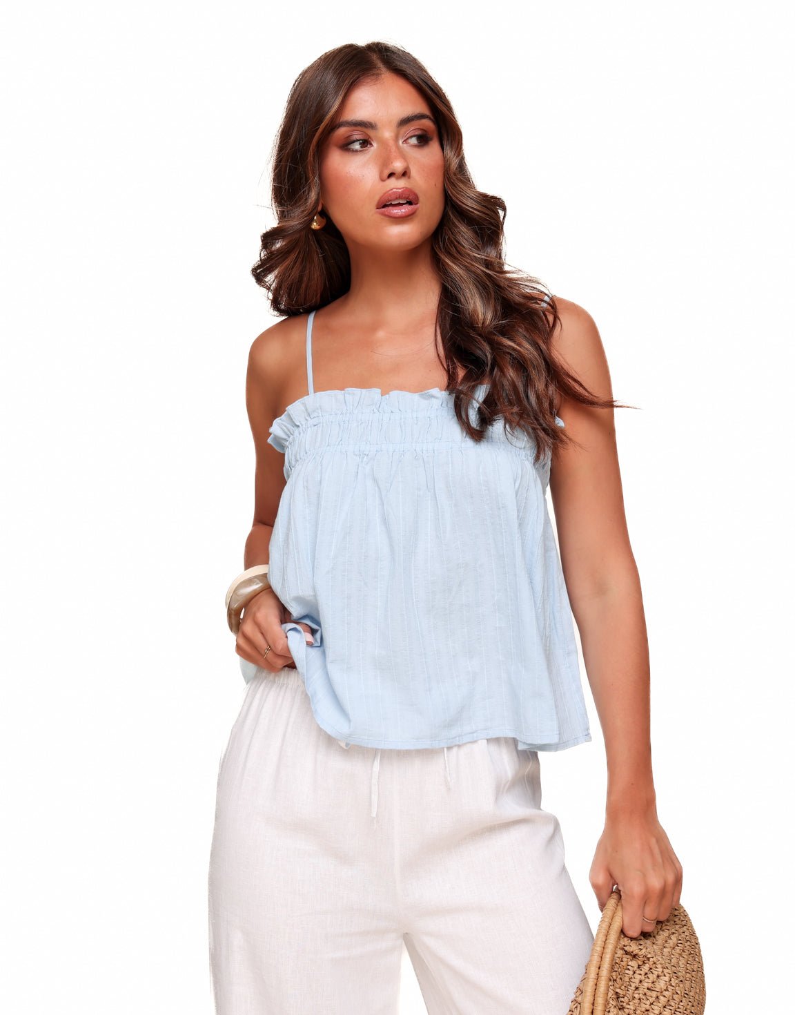 Lichtblauwe Mouwloze Wijde - Top - Olivia & Kate