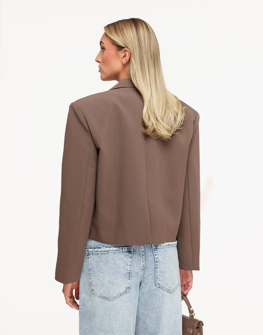 Lichtbruine Cropped V-Hals - Blazer - Olivia & Kate