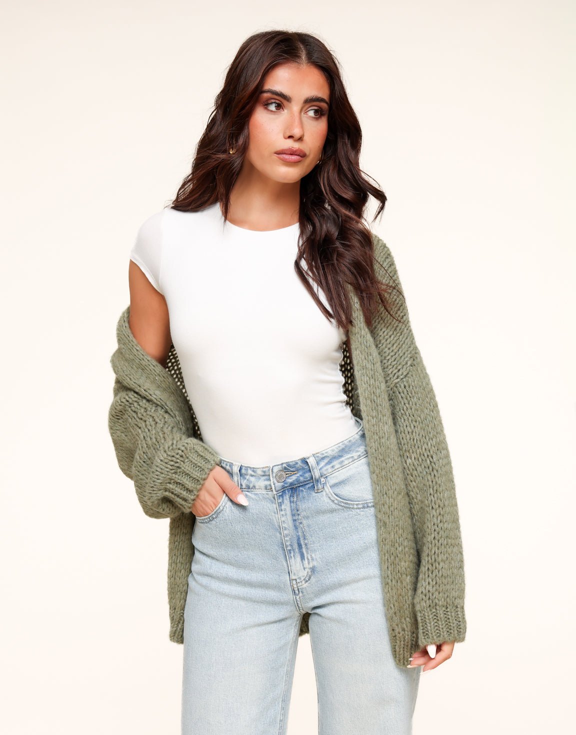 Lichte Army Groene Wollen - Vest - Olivia & Kate