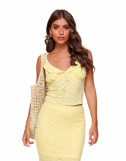 Lichtgele Detail V - hals Maxi - Set - Olivia & Kate