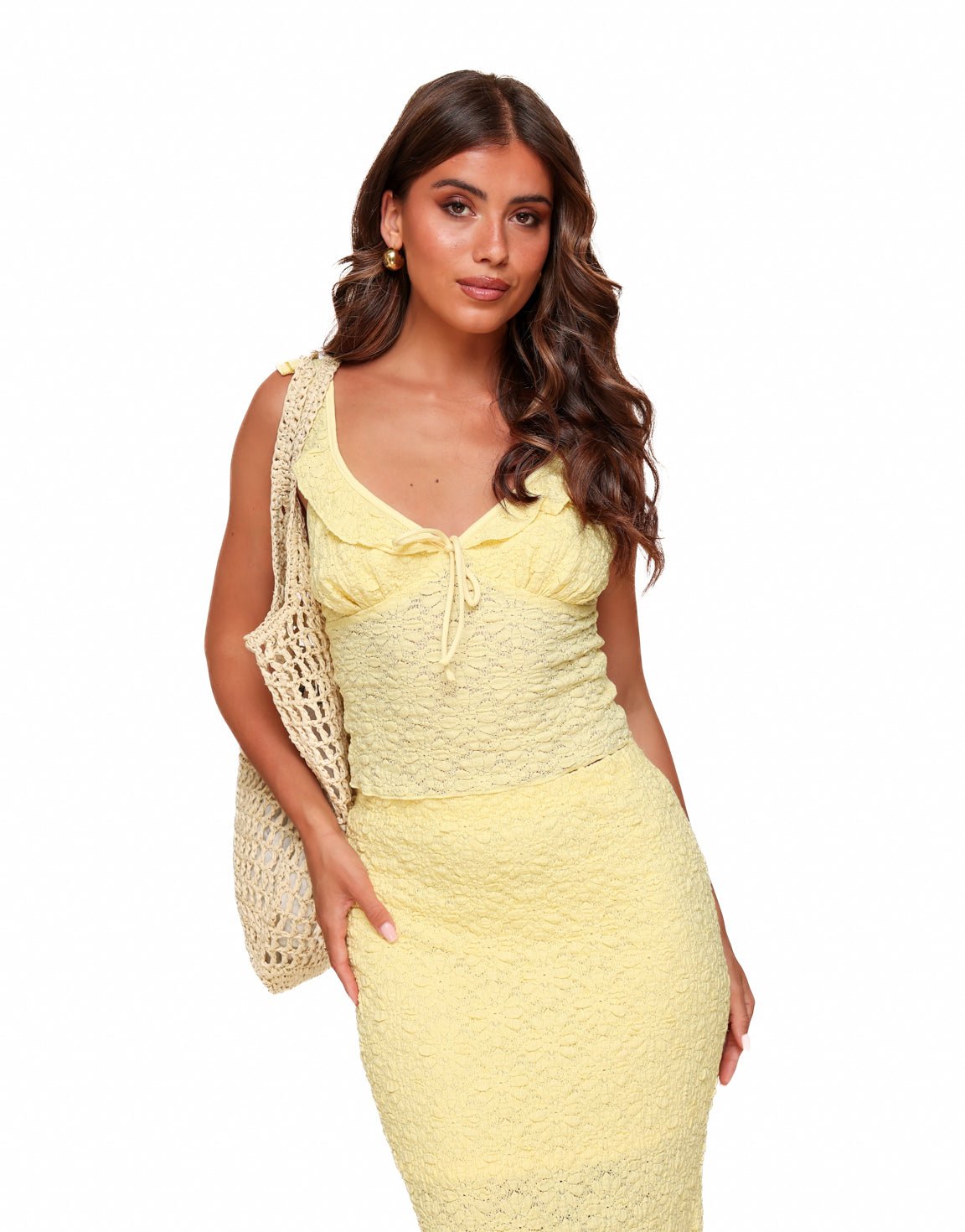 Lichtgele Detail V - hals - Top - Olivia & Kate