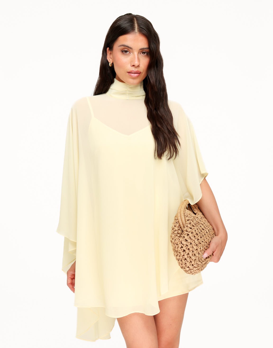 Lichtgele Losse Cape - Jurk - Olivia & Kate