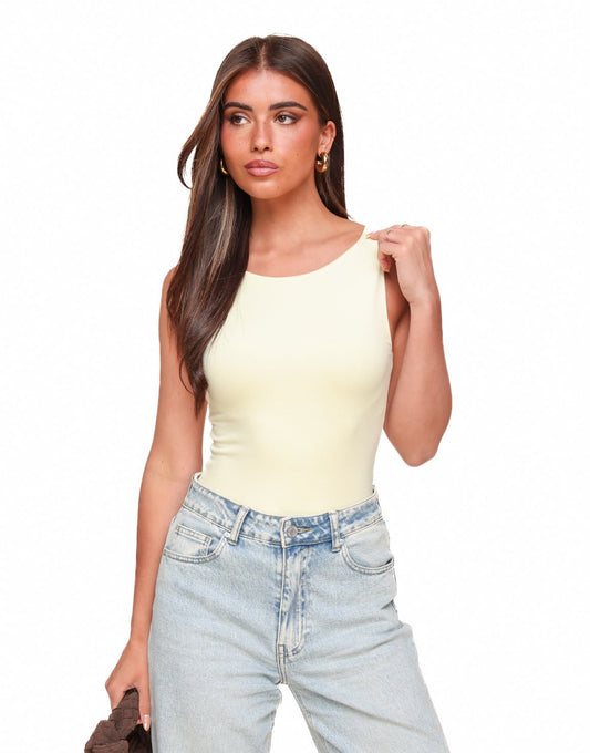 Lichtgele Omkeerbare Mouwloze Basic - Top - Olivia & Kate