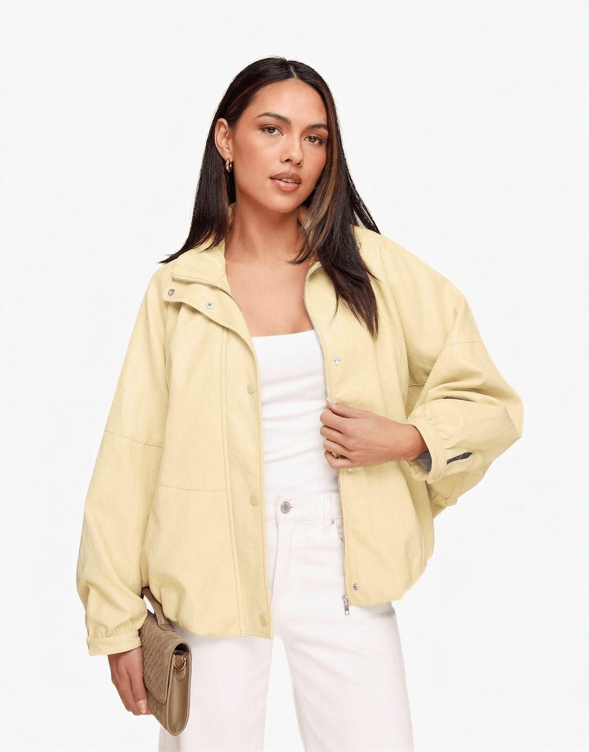 Lichtgele PU Leren Oversized - Jas - Olivia & Kate
