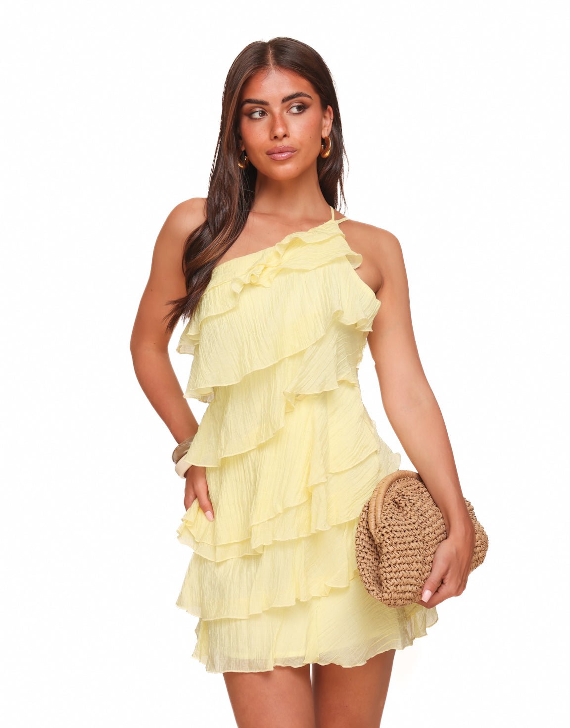 Lichtgele Ruffel - Jurk - Olivia & Kate