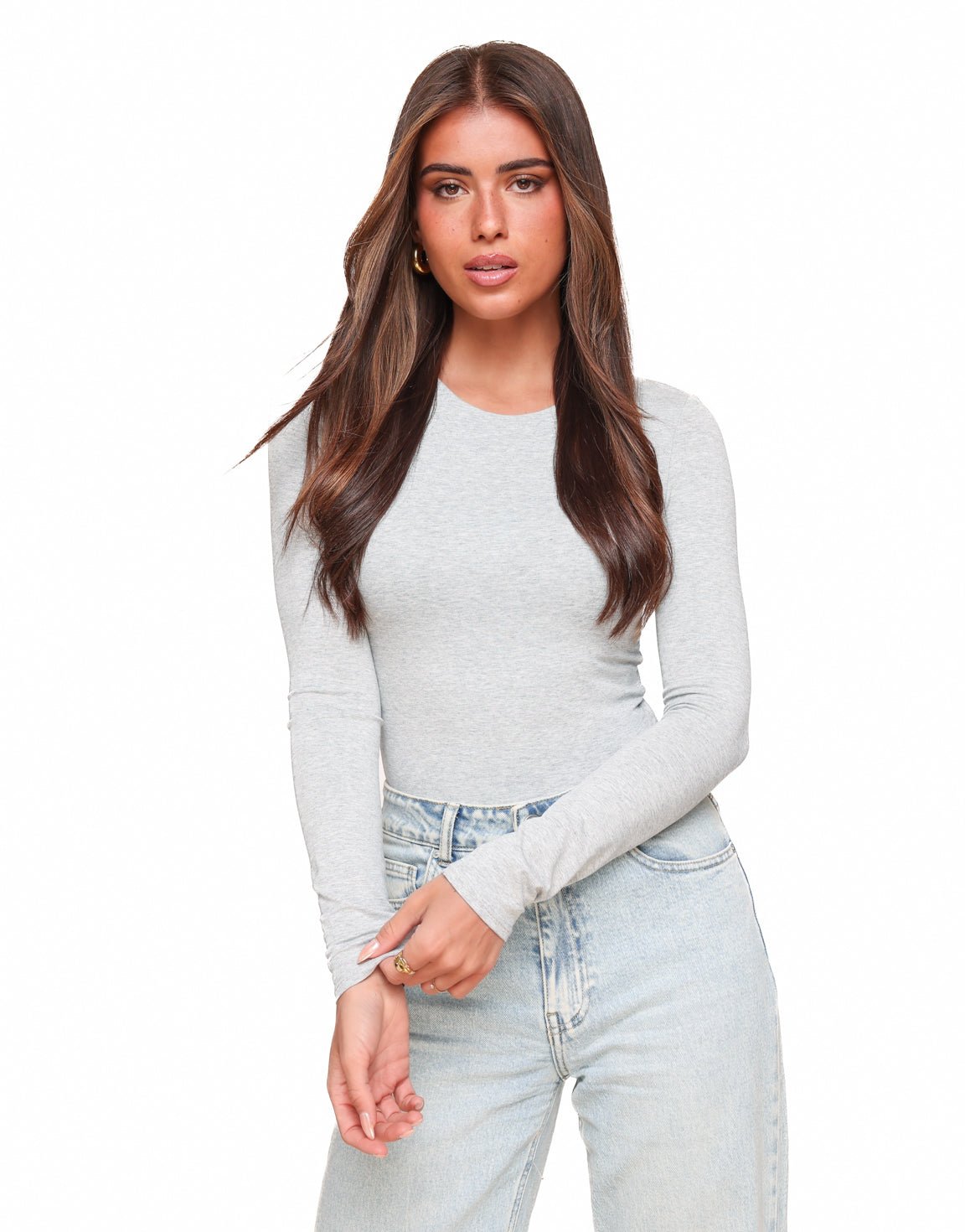 Lichtgrijze Basic LS - Top - Olivia & Kate