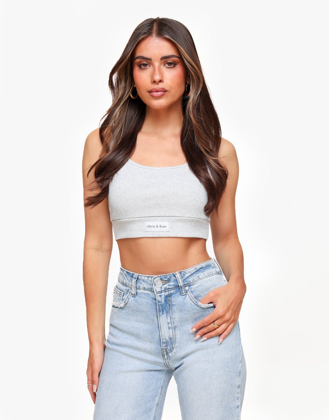 Lichtgrijze Cropped - Top - Olivia & Kate