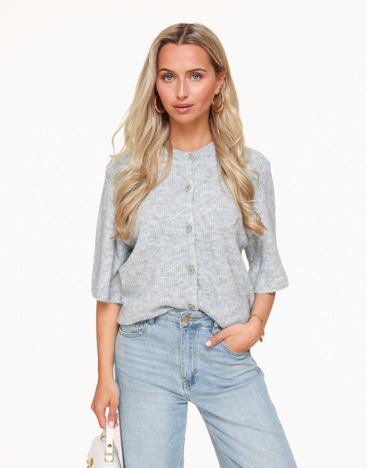  Analyzing image CLOTHING-LIGHT GRAY-KNITTED-3_4-SLEEVES-JACKET