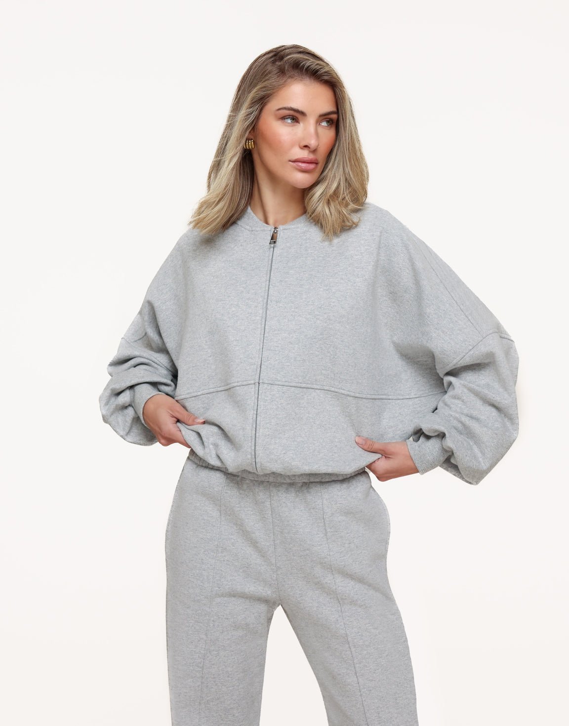 Lichtgrijze Jogging LS - Vest - Olivia & Kate