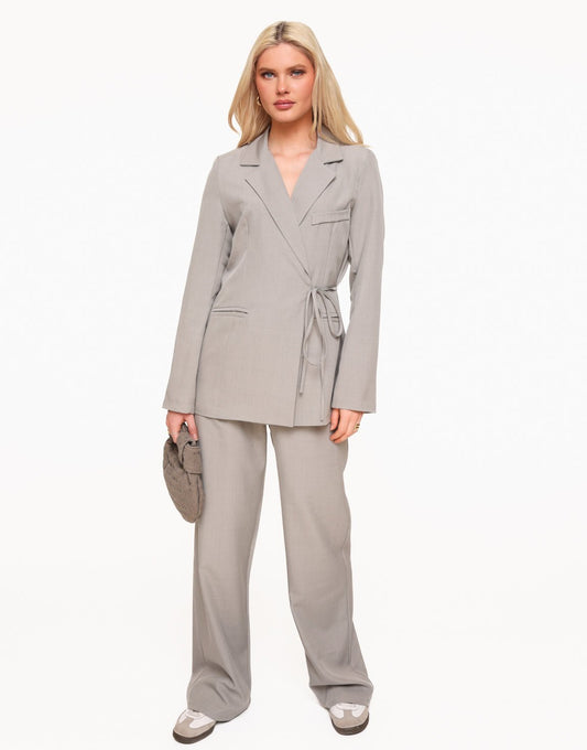 Light Gray Modern Wrap - Blazer - Olivia & Kate