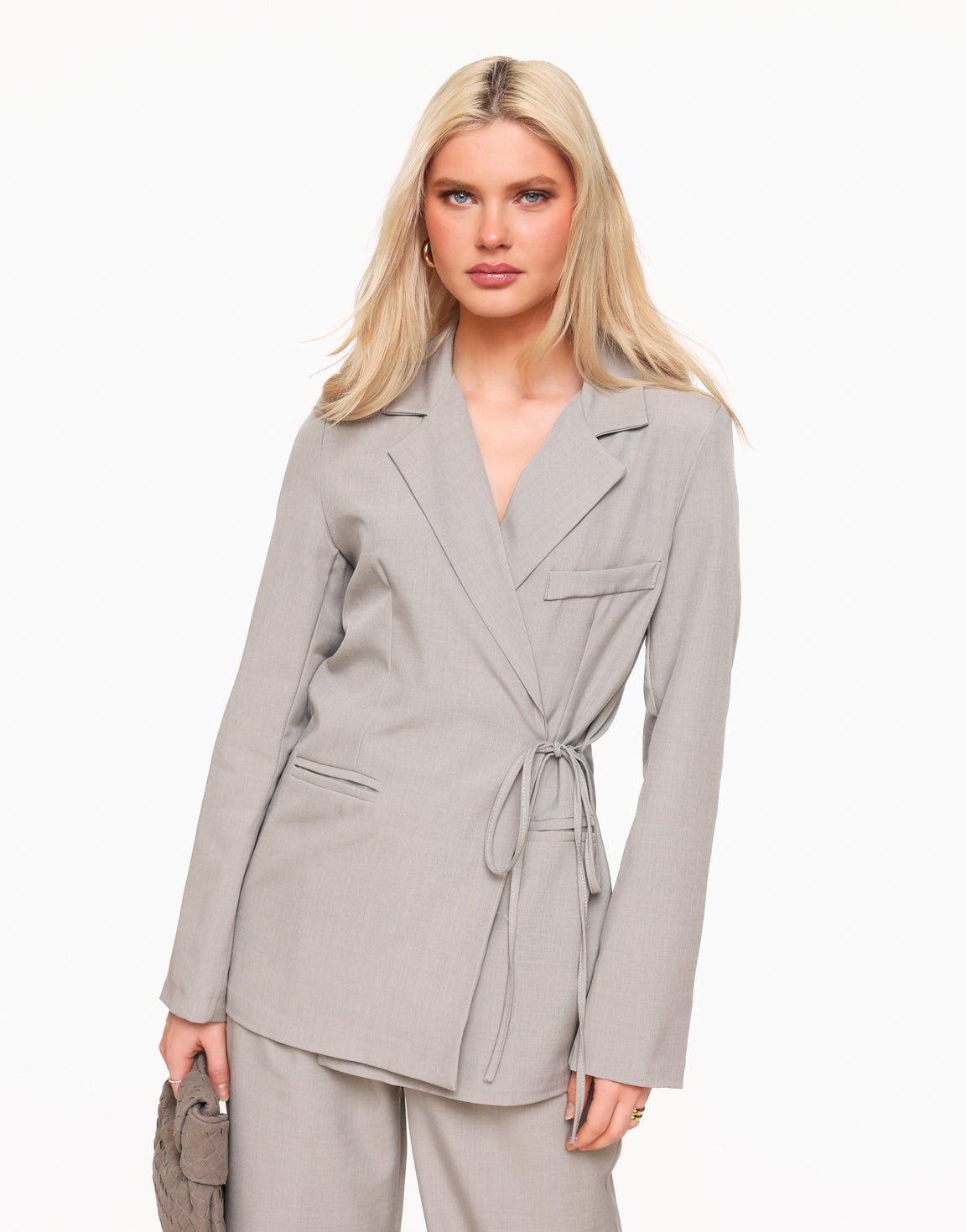 Light Gray Modern Wrap - Blazer - Olivia & Kate