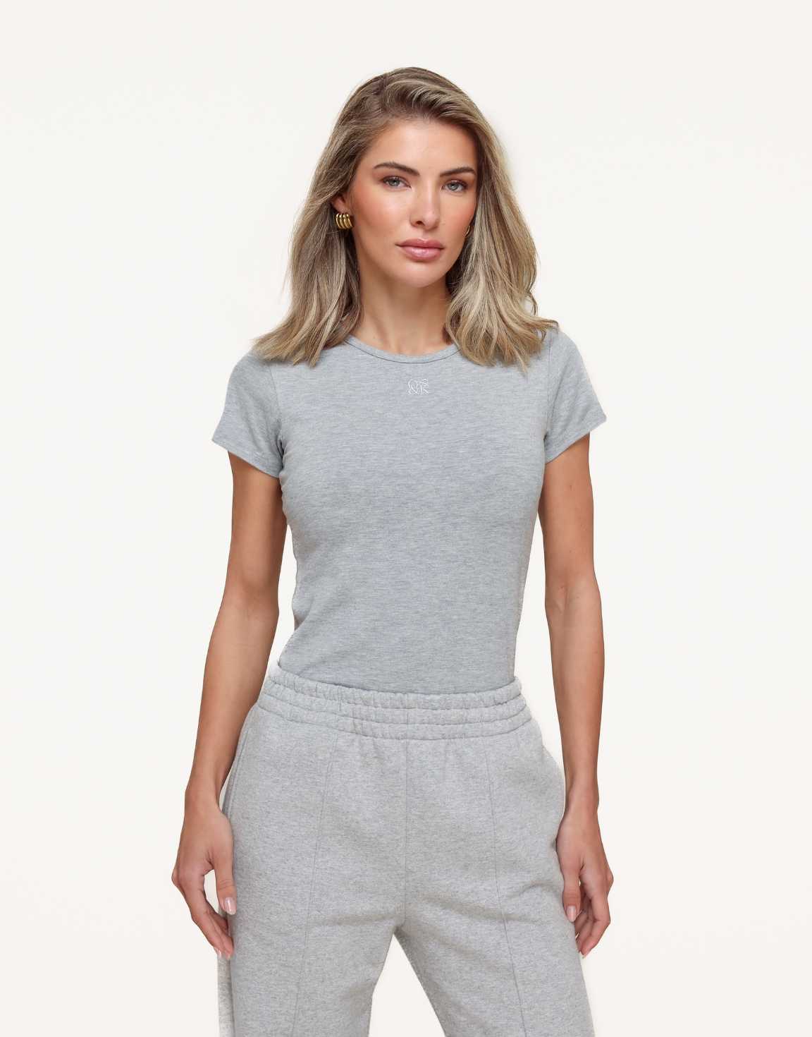 Lichtgrijze O&K Basic SS - Top - Olivia & Kate