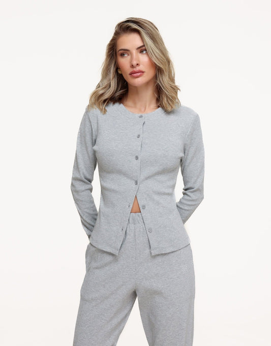 Lichtgrijze Ribbel Lounge - Top - Olivia & Kate