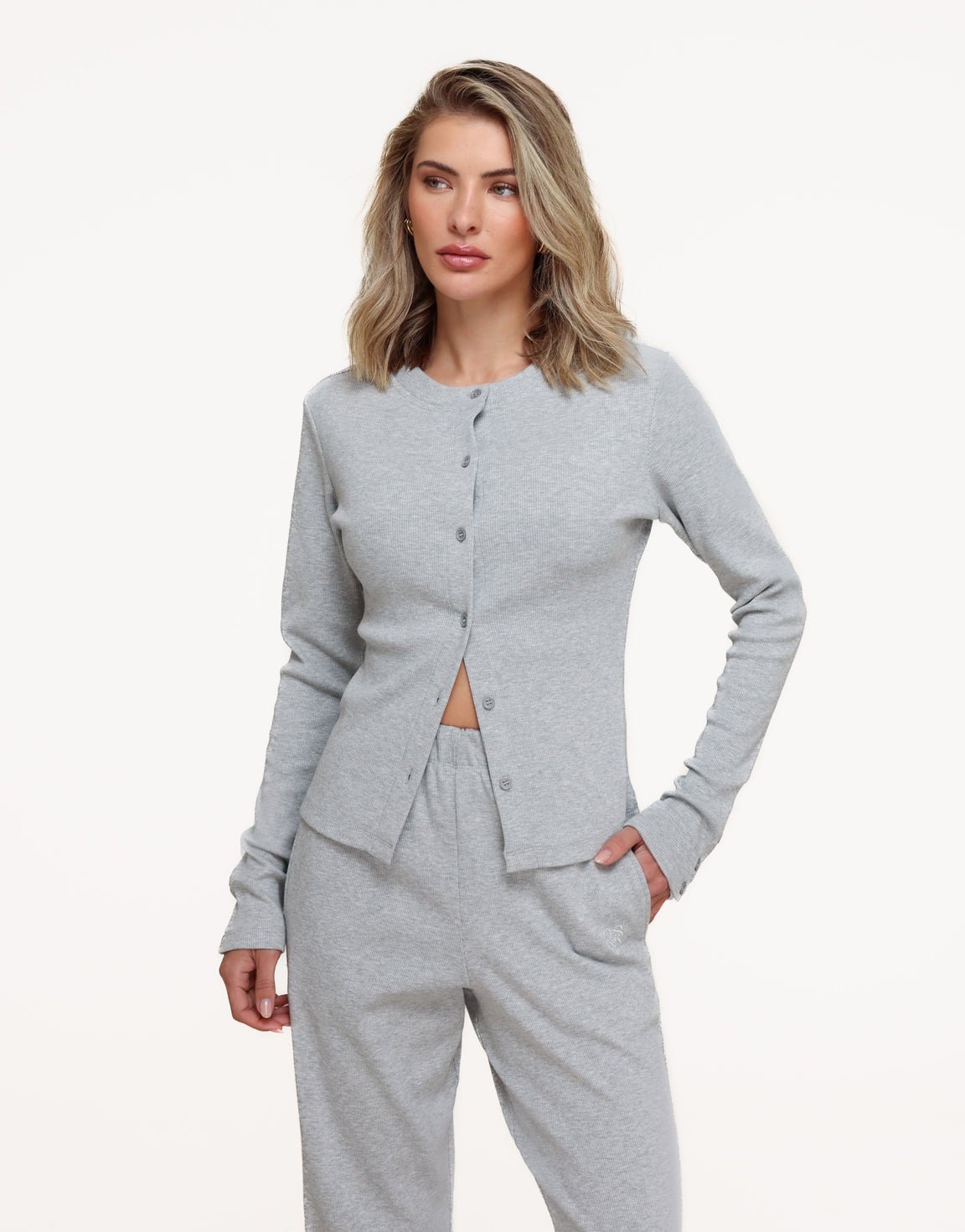 Lichtgrijze Ribbel Lounge - Top - Olivia & Kate