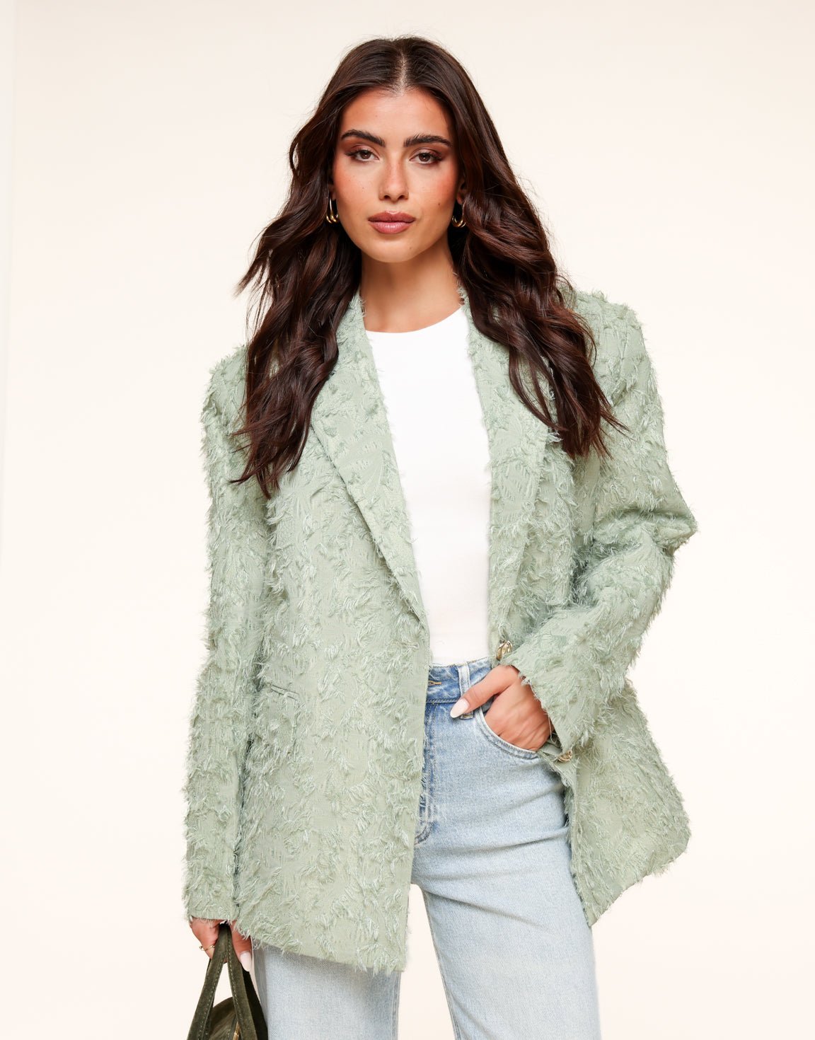 Lichtgroene Gedetailleerde Oversized - Blazer - Olivia & Kate