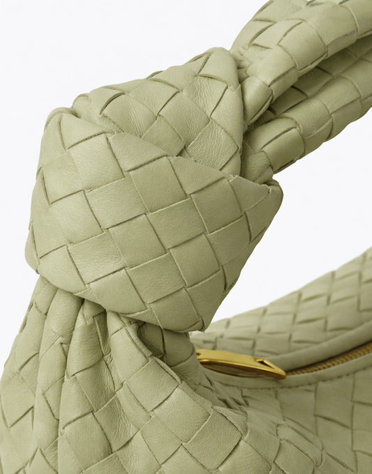 Lichtgroene Grote Brede Gevlochten - Tas - Olivia & Kate