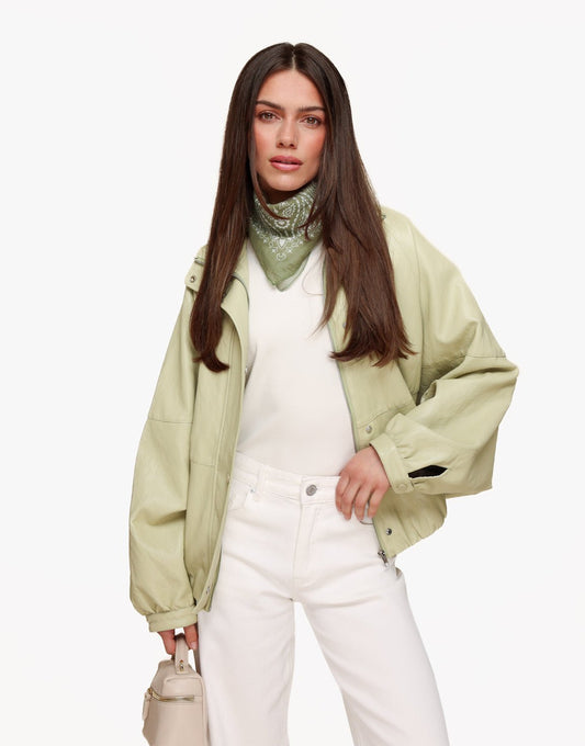 Lichtgroene PU Leren Oversized - Jas - Olivia & Kate