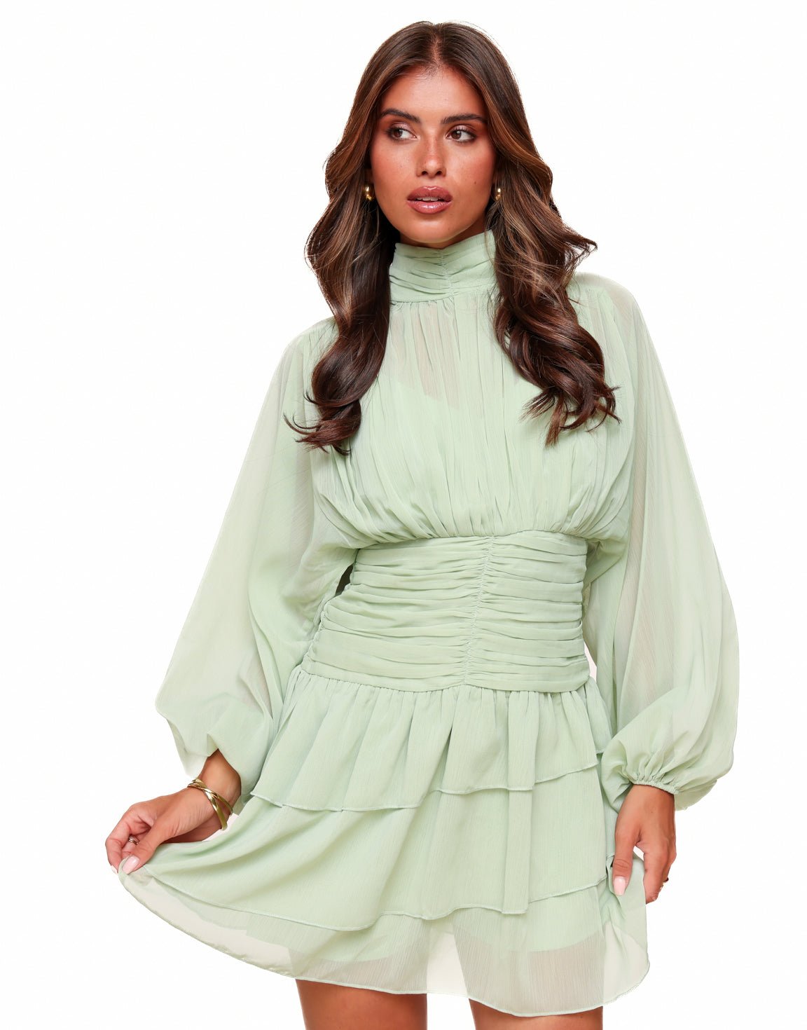 Lichtgroene Vloeiende - Jurk - Olivia & Kate